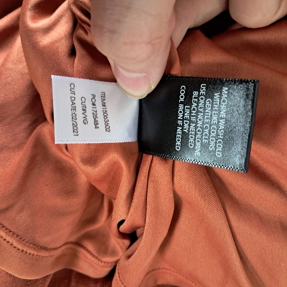 Torrid Tie Front Slit Maxi Dress Crosshatch Woven Orange Rust Size 00 M/L - Picture 11 of 12